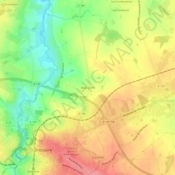 Beau Soleil topographic map, elevation, terrain