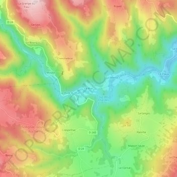 Le Plot topographic map, elevation, terrain
