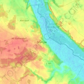 Marlow topographic map, elevation, terrain