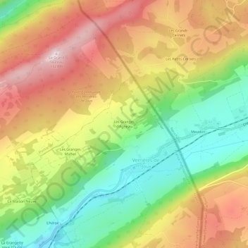 Les Granges d'Agneau topographic map, elevation, terrain