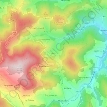 Napoly topographic map, elevation, terrain