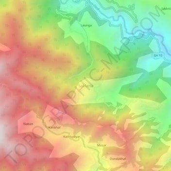 Saklana topographic map, elevation, terrain