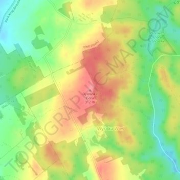 Dylewska Góra topographic map, elevation, terrain