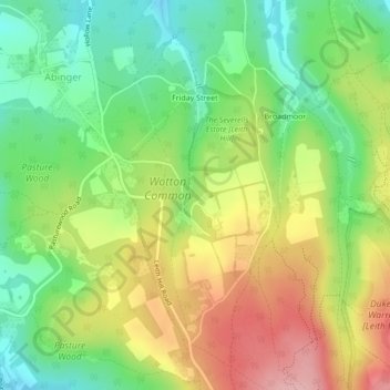 Abinger Bottom topographic map, elevation, terrain