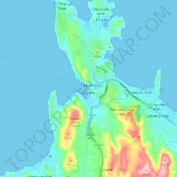 Çeşme topographic map, elevation, terrain