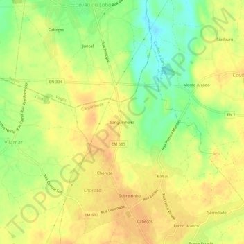 Sanguinheira topographic map, elevation, terrain