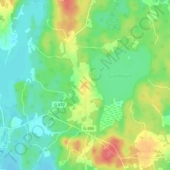 Tjureda topographic map, elevation, terrain