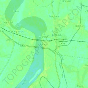 Babupur topographic map, elevation, terrain