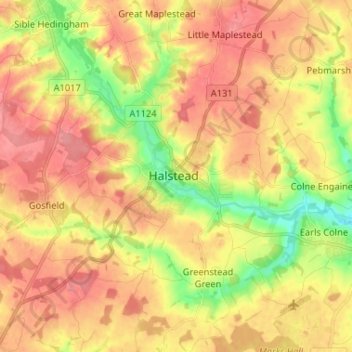 Halstead topographic map, elevation, terrain