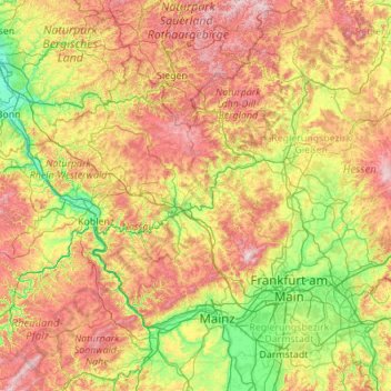 Limburg-Weilburg topographic map, elevation, terrain