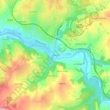 Puy Jalard topographic map, elevation, terrain