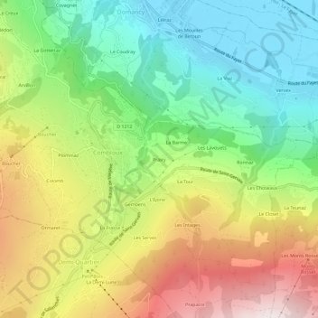 Prairy topographic map, elevation, terrain