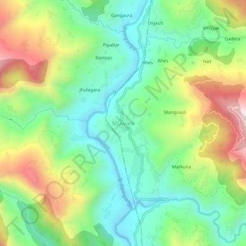 Muwani topographic map, elevation, terrain