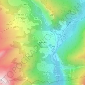 Le Grach Bas topographic map, elevation, terrain