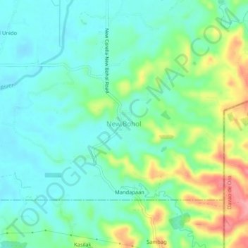 New Bohol topographic map, elevation, terrain