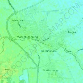 Deeping St James topographic map, elevation, terrain