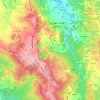 Arcozelo topographic map, elevation, terrain