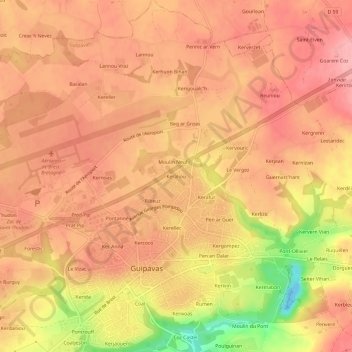 Keraliou topographic map, elevation, terrain