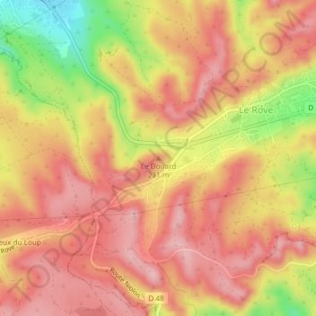 Le Douard topographic map, elevation, terrain