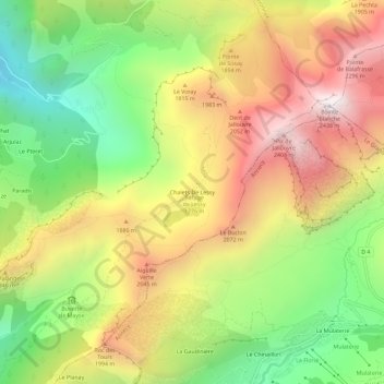 Chalets De Lessy topographic map, elevation, terrain