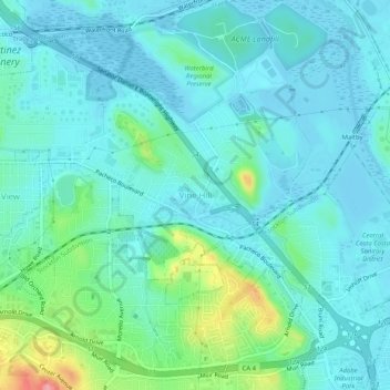 Vine Hill topographic map, elevation, terrain