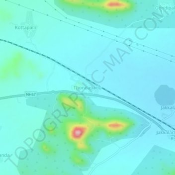 Thondapadu topographic map, elevation, terrain