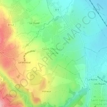 Le Bourg topographic map, elevation, terrain