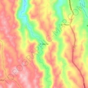 El Melcho topographic map, elevation, terrain