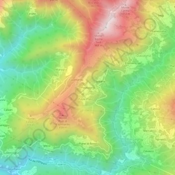 Paravagna topographic map, elevation, terrain