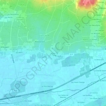 Lossay topographic map, elevation, terrain