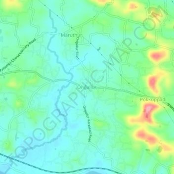 Ongallur topographic map, elevation, terrain