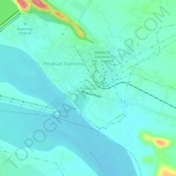 Hirakud topographic map, elevation, terrain