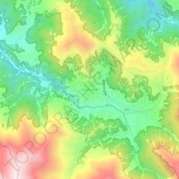Bakhmaro topographic map, elevation, terrain
