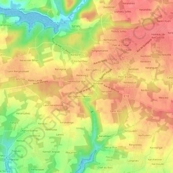 Kerglien topographic map, elevation, terrain
