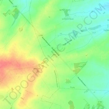 Vœu topographic map, elevation, terrain