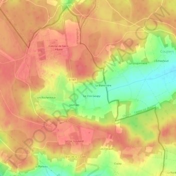 Les Closures topographic map, elevation, terrain