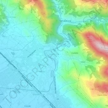 Vallecchia topographic map, elevation, terrain