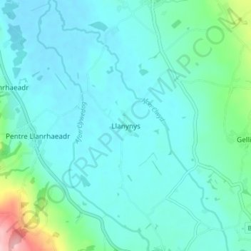 Llanynys topographic map, elevation, terrain