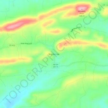 Bog Springs topographic map, elevation, terrain