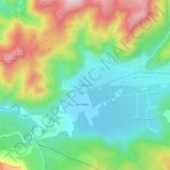 Puyricard topographic map, elevation, terrain