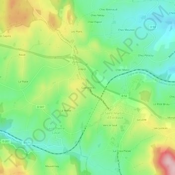 Gathelière topographic map, elevation, terrain