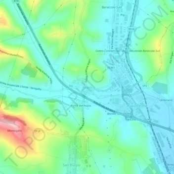 Aspio topographic map, elevation, terrain