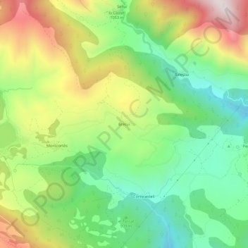 Bretui topographic map, elevation, terrain