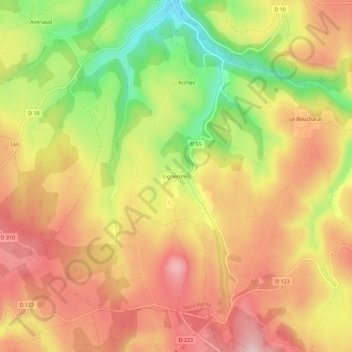 Lignerolles topographic map, elevation, terrain