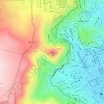 Cerro Azoguine topographic map, elevation, terrain