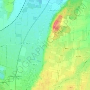 Untergermaringen topographic map, elevation, terrain