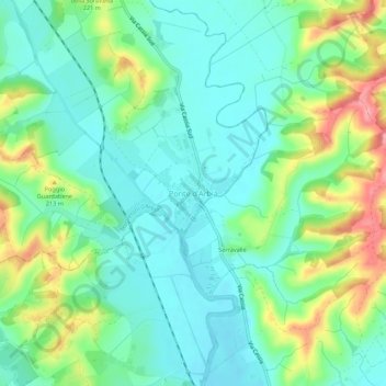 Ponte d'Arbia topographic map, elevation, terrain