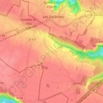 La Brosse topographic map, elevation, terrain
