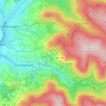 Vormwald topographic map, elevation, terrain