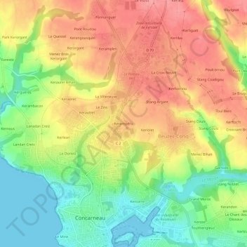 Kerampéru topographic map, elevation, terrain